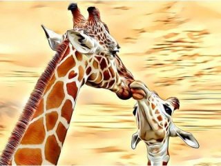 GIRAFFES-Mother and Baby Giraffe Devotion by Alan Foxx - PoP x HoyPoloi Gallery