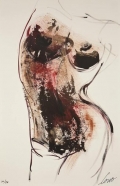 (Giclée) Torse de femme lavis rouge