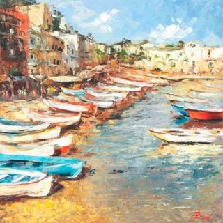 Mediterranean Fishing Boats By Elena Bond