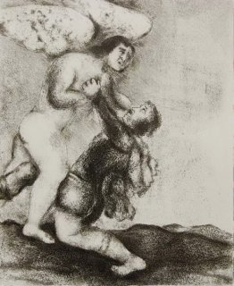 Jacob Wrestles with an Angel by Marc Chagall